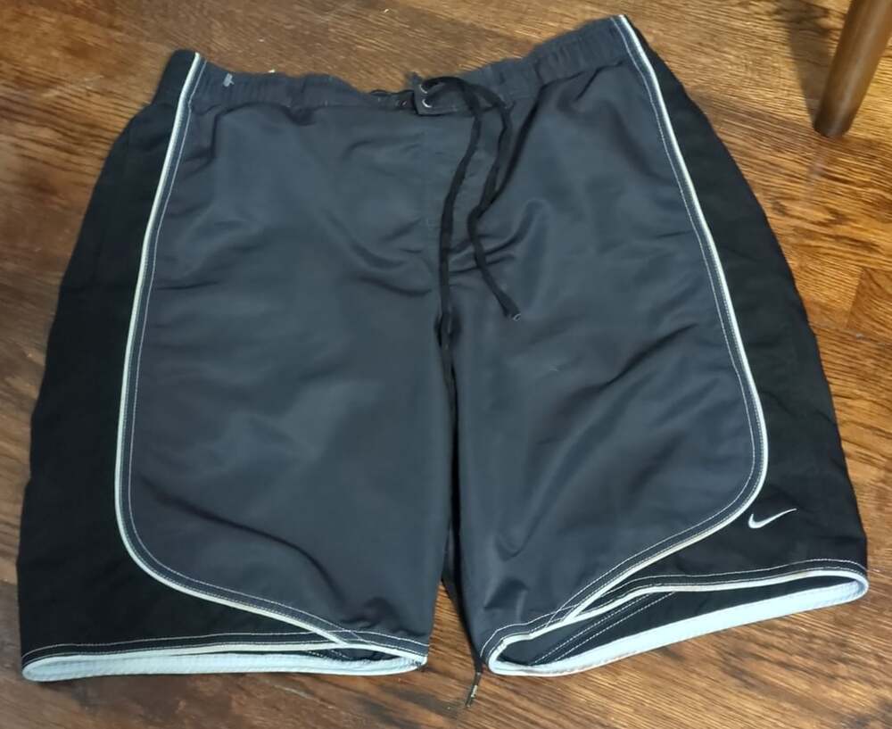 Nike Swoosh Swim Trunk Men's Black Gray Mesh Drawstring